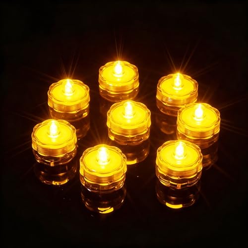 AMFUN Tauchbare LED-Lichter, 12 Stück Flammenlose LED Kerzen Teelichter, Wasserdichte Lichter kleines LED Dekolichter, Mini Unterwasser Licht für...