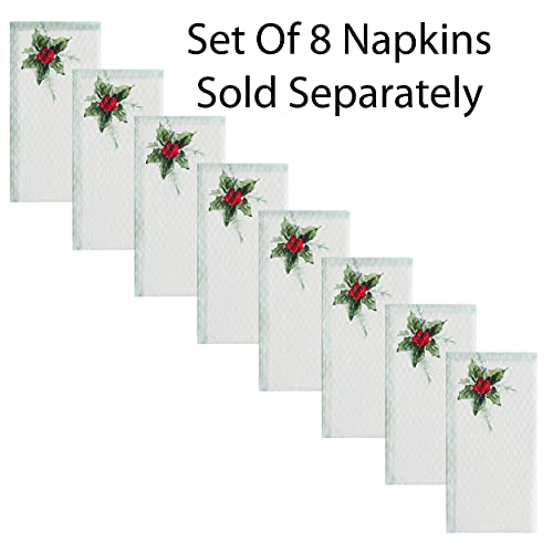 Lintex Holly Bough Stonewashed Border Traditional Christmas Tablecloth, Poinsettia And Holly Sprig Sage, Bordered Xmas Holiday Easy Care Fabric Tablecloth, 60 Inch X 102 Inch Oblong/Rectangle #TOP3