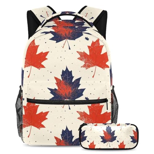 Sac à dos multicolore feuille d'érable résistant et grand format