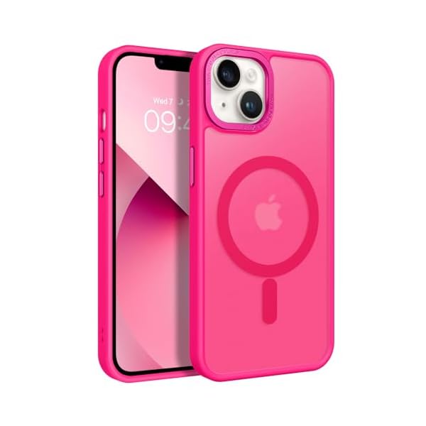 BENTOBEN Magnetic for iPhone 13 Case & iPhone 14 Case [Compatible with Magsafe] Translucent Matte Phone Case iPhone 13/14 Slim Fit Shockproof Women Men Protective Cover for iPhone 13/14 6.1″, Hot Pink