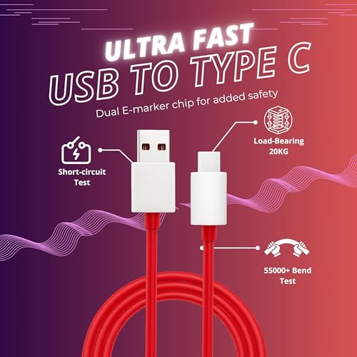Image of YISHU 120W Type C to USB Red Type-C Cable | Compatible with OnePlus | Nord Power 5G Delivery for SuperVOOC |Original Fast Charging