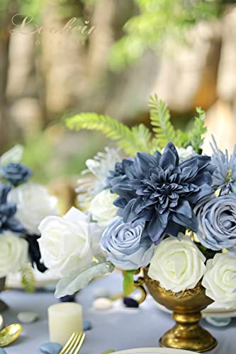 Lookein Artificial Flowers For Diy Wedding Decoration Bridal Bouquet Table Centerpieces Flower Garland Wreaths Aisle Arch Flower Decoration Home Decor, Retro Dusty Blue #TOP5