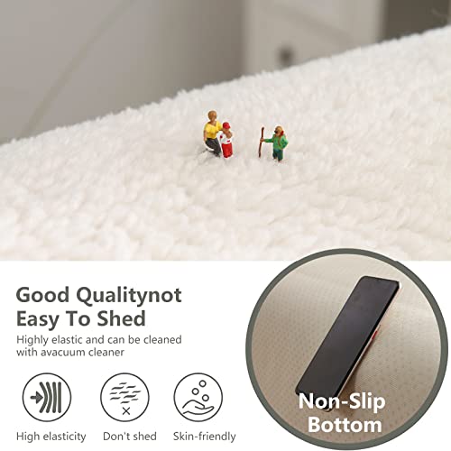 VanderHOME Sofa Cover Sofa Saver Shield Thicken Plush Soft and Smooth Sofa Cushions Washable Non-slip Autumn Winter Lamb Wool Sofa Covers Protector for Living Room 70*210cm-Beige-backrest cover(1 PC) - Image 4