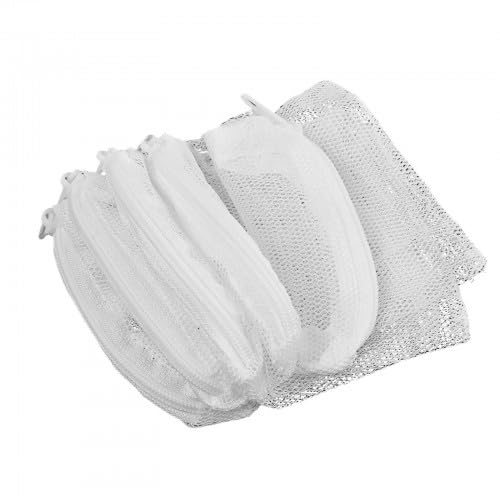Drwosm 20 Pack Aquarium Filter Bags with Zipper, Reusable Fine Mesh Bag for Aquarium Filter Media 10x10 cm, White