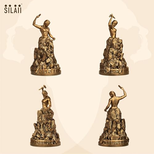 Image of SILAII Self-Made Woman Sculpture - Inspirational Woman Statue | 12 Inch Height | Antique Bronze | Women Empowerment Decorative Showpiece for Home & Office Desk