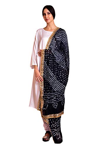 eloria Women's Tafeta Silk Embellished Dupatta Bandhani Bandhej Jaipuri Rajasthani Dupatta2