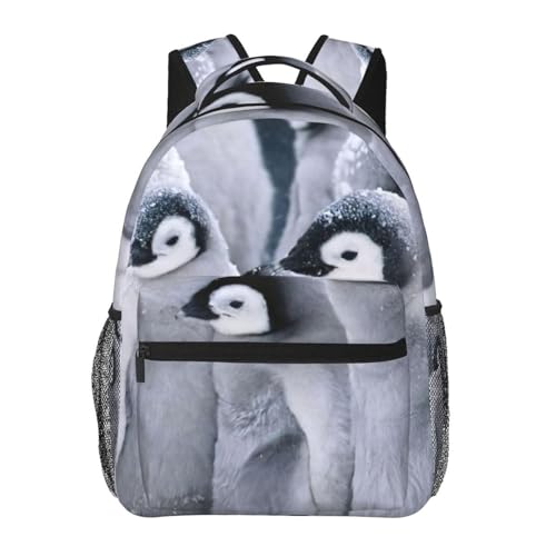 Sac à dos léger noir imprimé pingouin idéal pour vos balades en ville