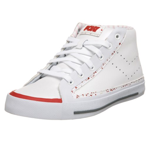 Pony Women's Feed The Cat Mid Sneaker,White/White/Red,8.5 M