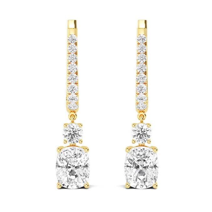 1-5 Carat (ctw) White Gold Cushion Shape LAB GROWN Diamond Drop Earrings 2 Stone (Color E-F Clarity VS2-SI1)