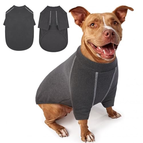 IECOii XXL Fleece Sweater for Large Dogs, Warm Lightweight Winter Clothes for Male and Female Pitbulls, Grey XX-Large(Chest:24.41 in) Grey