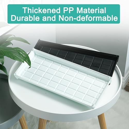 Plastic Plant Drip Tray with Water Storage Plug - Thickened Multi-Functional Pot Water Collector for Indoor/Outdoor Use (White, 43x10x3cm/17x4x1.2in)