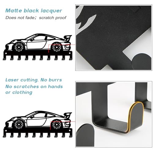 SUPERDANT Auto Schlüsselhalter Zur Wandmontage Rennauto Schlüsselbrett 10 Haken Bauernhaus Schlüsselleiste Metall Schlüssel Organizer Schlüsselhaken Für Hundeleine Zuhause Küche