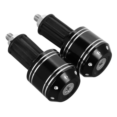 PRETYZOOM Lot de 2 Embouts de Guidon de Moto Tout- en Alliage D'aluminium et Abs, Stabilisateurs Anti-chute Bandes Blanches à Points, Accessoires Universels pour Guidon, Protection Chocs