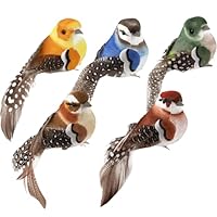 Yotlein 5 Stück Künstliche Vögel Deko, De-ko Vög-EL mit Clip, Mini Künstliche Vögel mit Clip, De-ko Vö-Gel mit Federn, Mini Vogel Dekofigur für Garten Frühling Deko Pa RTY Dekoration