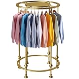 KUCKGO Round Garment Rack for Retail Display - Heavy Duty Metal Clothing Rack, Freestanding Clothes Hanging Rack for Boutique, Closet Storage for Dresses, Shirts & Coats, Gold