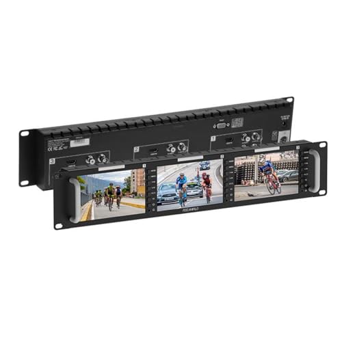 Image of FEELWORLD T51PLUS-H Triple 5.5 inch 2RU 1920x1080 Broadcast LCD Rack Mount Monitor with HDMI, AV Input and Output