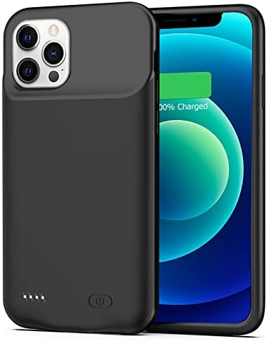 Battery Case for iPhone 12/12 Pro, [7000mAh] Slim Rechargeable Smart Extended Charging Case Compatible with iPhone 12/12 Pro (6.1 inch) Backup Power Battery Pack Charger Rubber Case-Black
