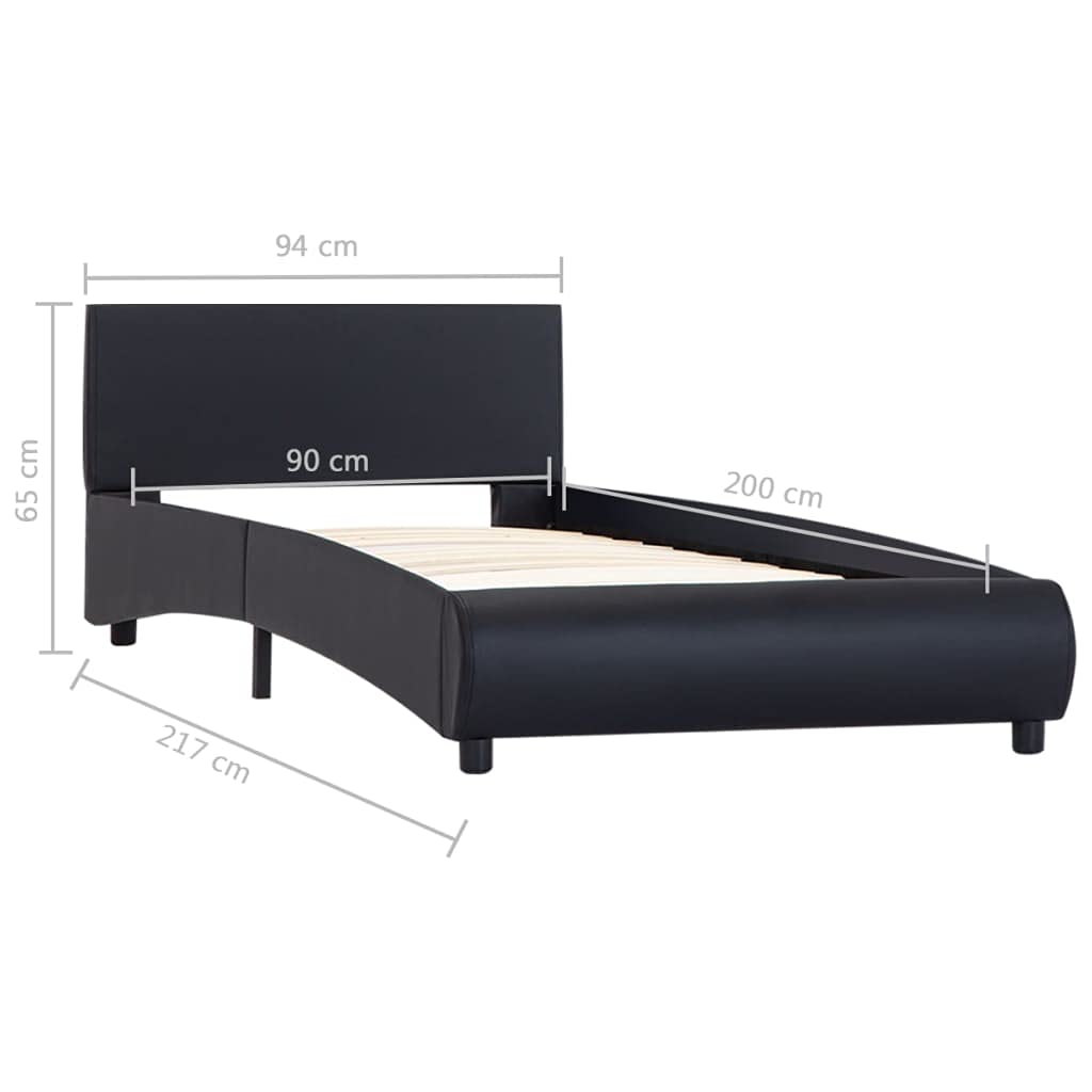 vidaXL - Betten & Bettgestelle - Bettgestell mit LED Schwarz Kunstleder 90 x 200 cm