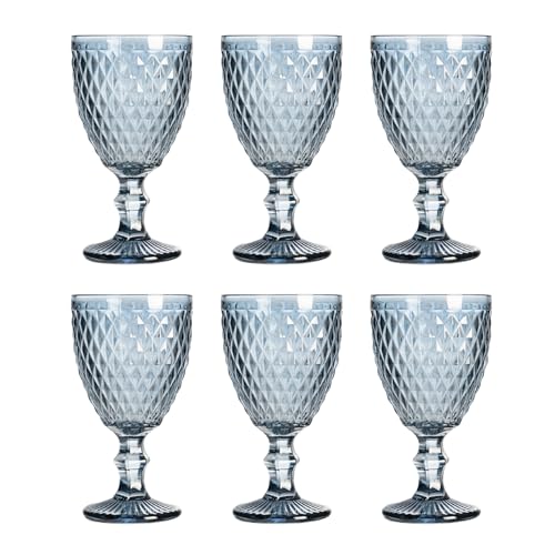 Solycarpa Juego De Copas Azul. Copa de Cristal Transparente para Fiesta, Boda o Bautizo Original y Resistente. Copa De Vino Personalizada para Cava o Gin Tonic.