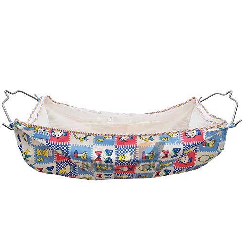 A-to-Z-Hub-with-Steel-Hanger-Cool-Cotton-Cloth-with-Net-Swing-New-Born-Baby-CradleGhodiyuKhoyuZoli-Hammock-Mosquito-netSafety-Cover-with-ZipperBlue