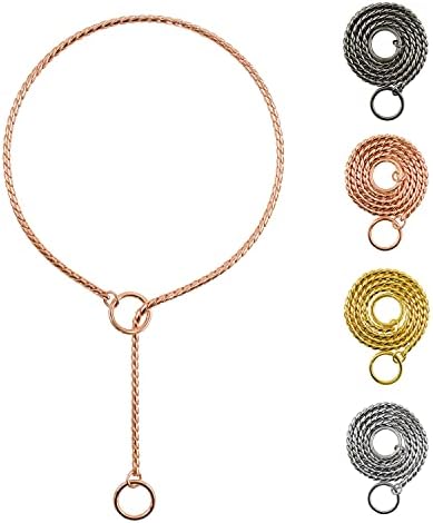 Ximipet Heavy Duty Dog Choke Collar Slip Dog P Chain Snake Collar Plating Anti-Rust Dog Training Collars for Small Large Dogs Black/Gold/Silver/Rose Gold 15.5in-29.5in (15.5in, Rose Gold)