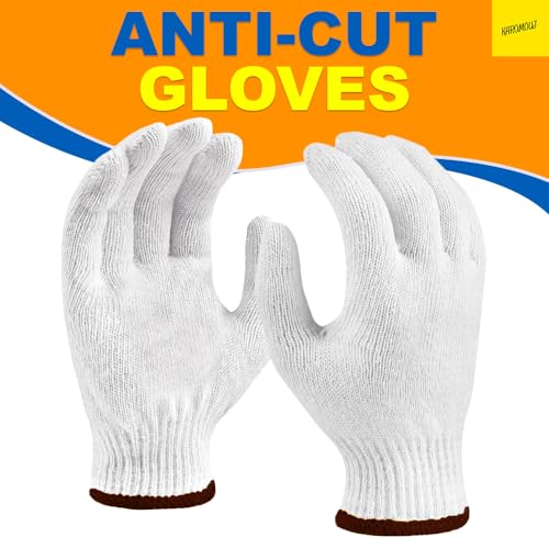 Image of karomouj Blade-Resistant Hand Gloves with Cut Proof Safety, Anti Cut Resistant Glove for Chopping Food Vegetables and Kitchen use (White 1 Pair)