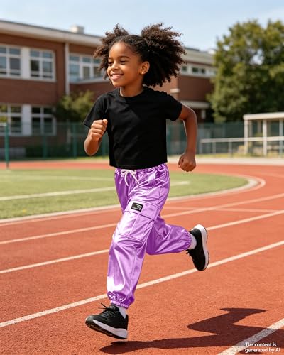 Image of SANGTREE Girls' 2 Piece Outfits T-Shirt and Drawstring Cargo Jogger Pants Clothing Set, 4-14 Years