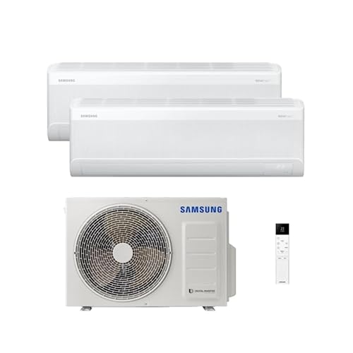Samsung WindFree Comfort S2, Climatizzatore Multisplit in Pompa di Calore, 9000+12000 BTU, SmartThings e Intelligenza Artificiale, WiFi, GAS R32, AR60F09C1AWNEU+AR60F12C1AWNEU
