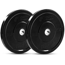 Day 1 Fitness Olympic Bumper Plate 2” – Singles or Pairs, 5 Weight Options 10lbs to 45lbs – Weighted Plates for Barbells…