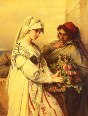 Peinture à l'huile The Rose Vender Portaels pour habiller un grand mur vide de 36x48 pouces