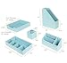 BLU MONACO Teal Desk Organizer Set - 4 Piece Desktop Cubicle Decor - Letter & Mail Organizer, Pen Cup, Magazine File Holder, Aqua
