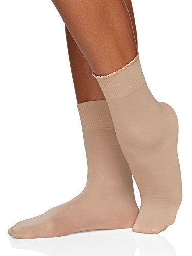 Berkshire Microfiber Opaque Anklet With Scallop Top, Tan, Regular Size