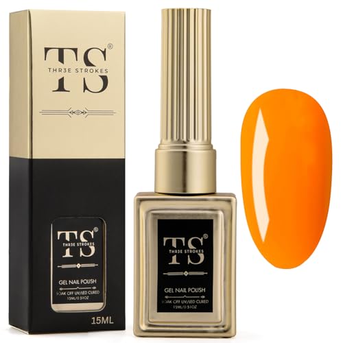 Image of THR3E STROKES Professional UV Gel Nail Polish, HEMA-FREE Lasts Upto 21 Days, Super Glossy Finish, Non-Chipping, Non-Smudging, Quick Drying Nail Polish,15 ml (48, 15ML)