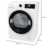 Gorenje DHNE83 Trockner/Kondensation mit Wärmepumpe / 8KG / 15 Programme/TwinAir/Feuchtesensor/Zeitverzögerung/Lieblingsprogramme/LED Display/EEK: C – Ansicht 9