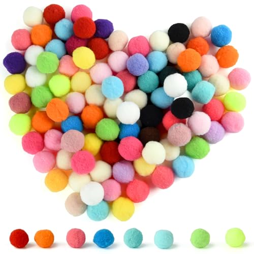 TUPARKA 100 Pcs Craft Pom Poms 1 Inch Felt Balls DIY Art Creative Crafts Projects and Decoration(Multicolor)