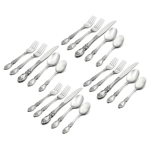 Image of Oneida Wordsworth 20-Piece 18 /0 Silverware Set for 4, Flatware | mirror finish, dishwasher safe | includes knives, forks, and spoons | cutlery set for kitchen and dining