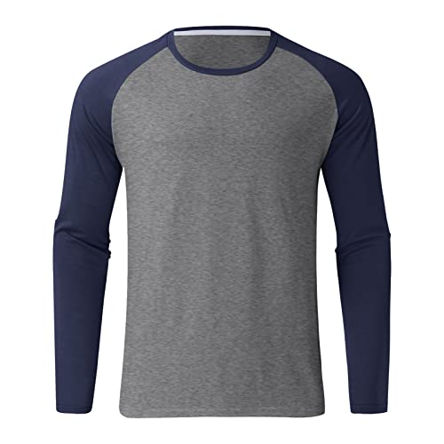 Men's Sleepwear Sets Lightweight Long Sleeve Pajama Set Crewneck Shirts Elastic Waist Pants Loungewear Soft Outfits3