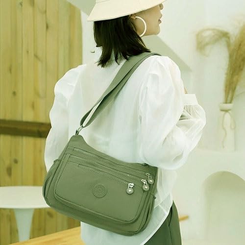Bolsa Transversal Grande de Nylon e Tactel Impermeável, Alça de Ombro, Zíper Anti Furto