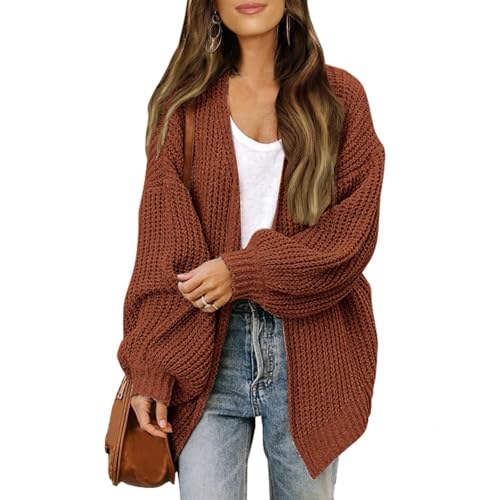 Cardigan Sweaters for Women Long Sleeve Lantern Open Front Chunky Cardigans 2025 Oversized Casual Duster Sweater