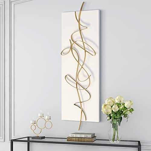 Thcisl Metal-Art-Wall-Decor, Gold Metal Wall Decor For Living Room, Modern Wall Sculptures Home Decor For Entryway Foyer Hallway Bedroom Home Office, 35 X 11 In #TOP1