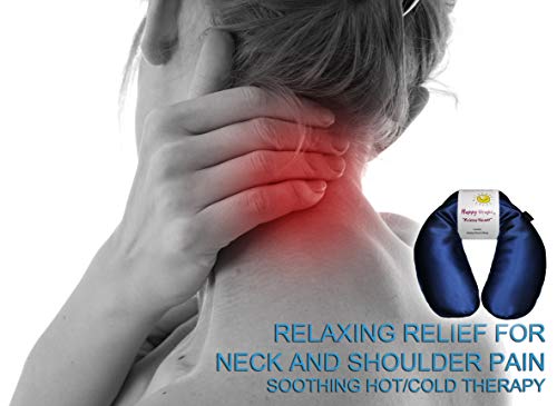 Happy Wraps Microwavable Herbal Neck Wrap - Hot Cold Aromatherapy Neck Warming Pillow - Heating Pad For Migraines, Stress, Gifts For Women, Birthdays, Christmas And Free Sleep Mask - Sapphire #TOP3