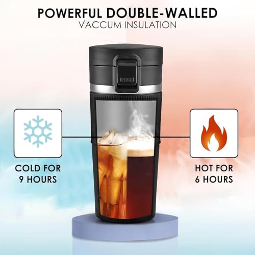 Image of CORPORATE PORIUM Name Customised Stainless Steel Coffee Mug 500ml | Double Wall Grip Coffee Mug Steel from Inside | Hot & Cold for 4 Hours | Office Coffee Cups