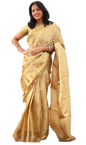 Women's Nayanthara Kanchipuram Kanjivaram Banarsi Handloom golden...