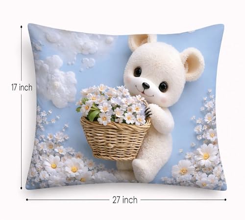 Image of 7D Flat Bedsheet 400TC Sheet Set, Kids Design bedsheet, Floral Design, Decorative Bedding with Daisy Pattern, Kids Room Decor, 90X100 Inch (Teddy)