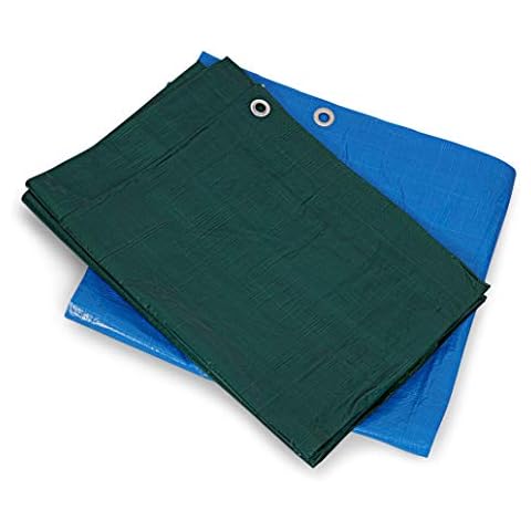 KAV - Strong Waterproof Universal Tarpaulin Tarp sheet in Blue or Green - Ground Sheet Covers For Camping Fishing Gardening Pets  Premium Quality Cover Made of 80 gramm Cover