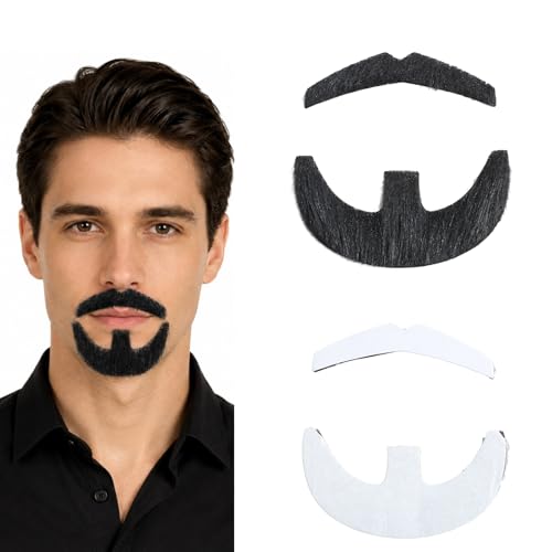 JingChyx Goatee Fake Beard Costume Accessory Easy to Wear for Parties Halloween Cosplay and Photos (Black)