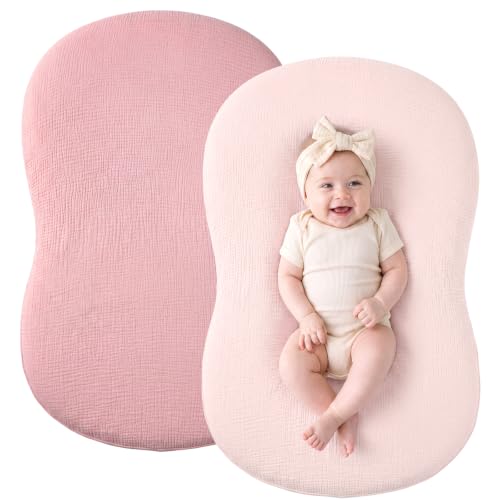 Image of Termichy Muslin Baby Lounger Covers: 30x20 Fitted for Snuggle Me Lounger