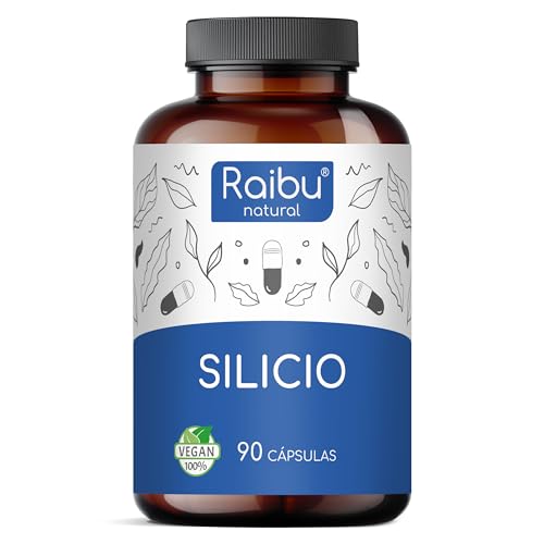 Raibu Cápsulas de Silicio Altamente Concentradas, Sin Sabor - 90 Cápsulas para 3 Meses - 667 mg de Sílice Orgánico de Extracto de Bambú por Cápsula