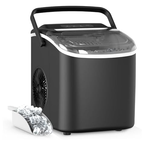 HealSmart Ice Maker for Countertop, 26lbs Ice/24Hrs, 9 Ice Cubes Ready in 6 Mins, Self-Cleaning Feature, Ice Spoon and Basket Included, for Home, Kitchen, Camping, Party, Black New Cover