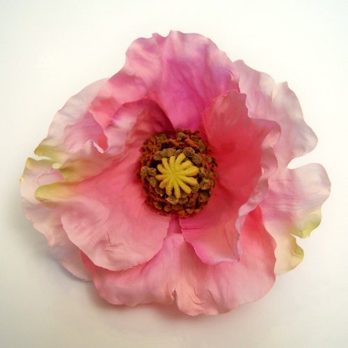 Large Poppy Artificial Flower Hair Clip/Pin Brooch, Pink